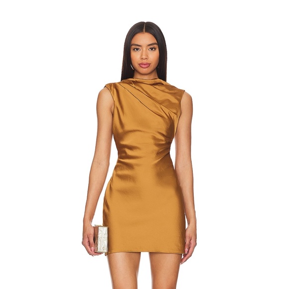 Significant Other Annabel Bias Mini Dress in Gold - Picture 1 of 3